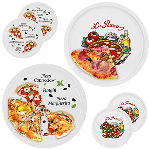 Napoli & Marguerita - Platos de pizza de porcelana (6 unidades, 30,5 cm)