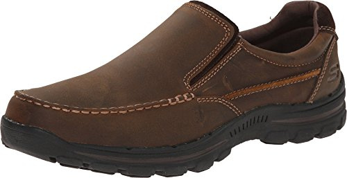 Skechers Men's Braver-Rayland Slip-On Loafer, Dark Brown Leather, 14 2E US