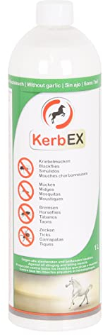 KerbEX grün Insektenabwehrmittel für Pferde – Ohne Knoblauch mit spezieller Komposition ätherischer Öle, Schutz vor Bremsen, Mücken, Kriebelmücken und Zecken – 1L