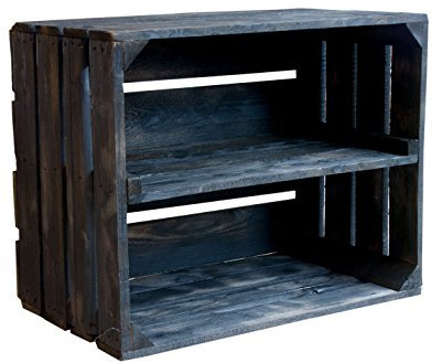 3-set svart trälåda med extra mellanskiva *längs* som sko- eller bokhylla 50 x 40 x 30 cm