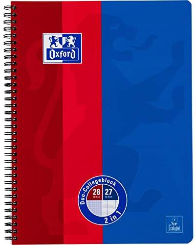 Oxford Collegeblock A4+ Duo 80 Blatt blau/rot, 1er Pack