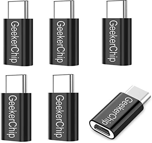 GeekerChip Adattatore USB C a Micro USB[6 Pezzi],Connettore USB C(Type C) per Galaxy S10+/ S9,Mate 20/30/30Pro,P20/30,Honor 10/20,Xiaomi 9/9Pro,Redmi Note 7/8 e Altri Dispositivi USB C(Nero)