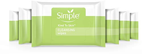 Simple Cleansing Wipes Face Wipes for Removing Makeup Kind to Skin Removes Waterproof Mascara, White, Fragnance Free, 25 Count, Pack of 6