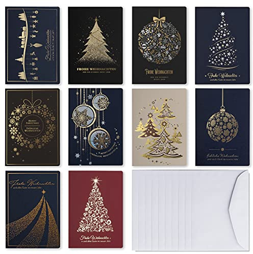 Weihnachtskarten mit Umschlägen und Einlagen – Set von 10 exclusiven Weihnachtskarten von Art Nuvo
