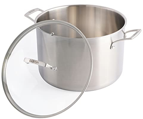 Babish, Olla profesional de acero inoxidable tricapa con tapa, 11,4 litros