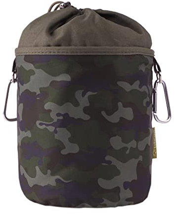 bellaCott Sac à Pinces à Linge Portable à Suspendre en Coton avec 2 mousquetons Robustes, Fermeture à Cordon et Attache métallique pour Ranger Les Pinces à Linge, Ø 17 cm x 28 cm, Design : Camouflage
