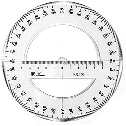 Transportador de círculo completo de 360 grados, herramientas de medición matemáticas de plástico de 15 cm, regla transportadora de ángulo medio completo