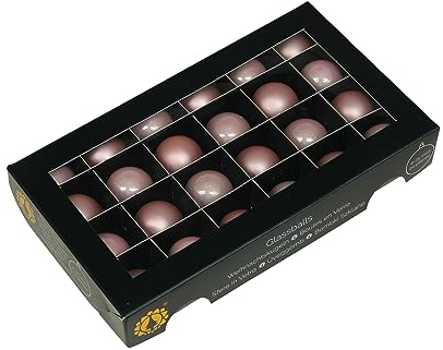 24 STK Weihnachtskugeln Glas rosa Rose Altrosa 24er Set Christbaumkugeln o502 Christbaumschmuck Edel Weihnachtsdeko Baumschmuck Hänger Glaskugeln