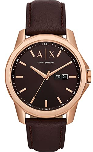 Armani Exchange Watch For Men, Quartz Movement and 44mm Case Size with Stainless steel, Leather or Silicone strap