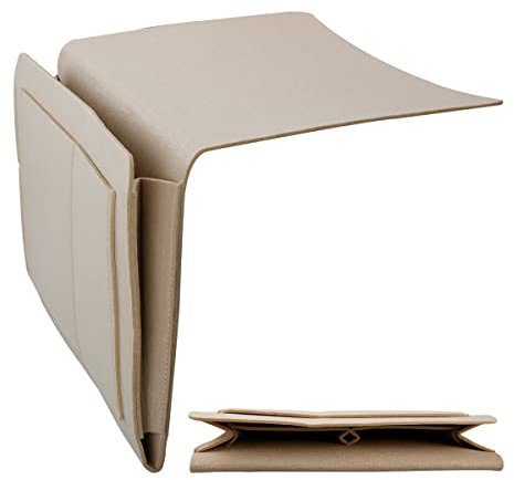 GLADFRESIT Felt Bedside Organiser Pocket, Bedside Storage Hanging Bunk Storage Caddy for Phone, Books, Glasses, Tablet, Remote (White)