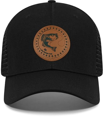 Fishing Gifts for Men Women, Unique Fish Stuff Flag Trucker Hat for Fisherman Best Gift, Black/Grey