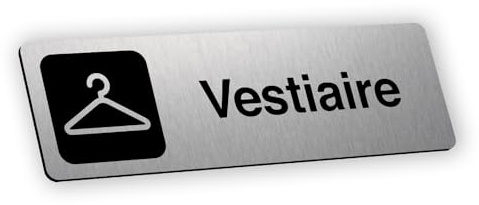 Plaque signalétique gravée autocollante Vestiaire - alu brossé - format 20x6 cm