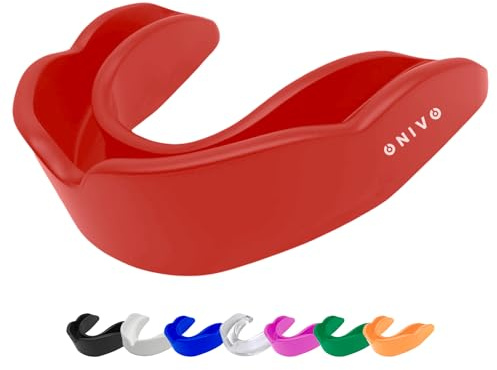 ONIVO Mouth Guard for Men and Kids 12+, Durable Gum Shield for Boxing, MMA, Rugby, Hockey Martial Arts, Judo, Karate and Other Sports (Red, Adult Above 11 Years)