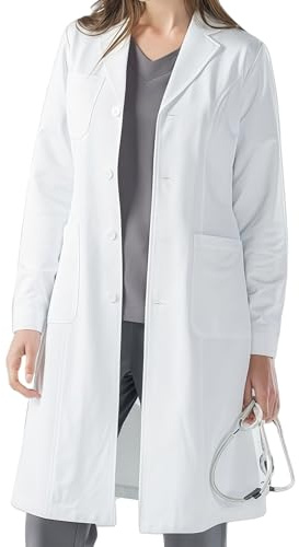 LEKEFETO Blouse Médicale en Coton Blanche Boutonnée avec 3 Poches Protection Hygiénique pour Femme et Homme Vêtement de Chimie