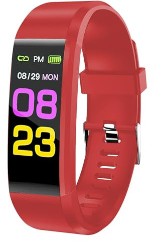 TIANXUAN Fitness Tracker Activity Tracker with Heart Rate Sleep Monitor Smart Watch with Step Calories Counter Pedometer Blood Oxygen IP67 Waterproof with 14 Sports Mode Plug Into Computer (Red)