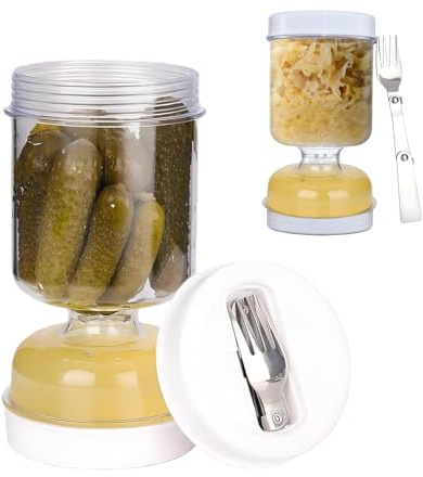 Glasinläggsglas med sil timglas, gurkglas för att vända, pickle och olivoljburk flip för juiceseparator från våta och torra