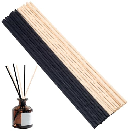 SOFPLATE 50 Piezas 2 Colores 12 Pulgadas Varillas de Fragancia de Junco Varillas Difusoras de Fibra Negras al Por Mayor 30cm x 4mm Varillas de Recambio para Difusor de Aceite Aromático para Dormitorio
