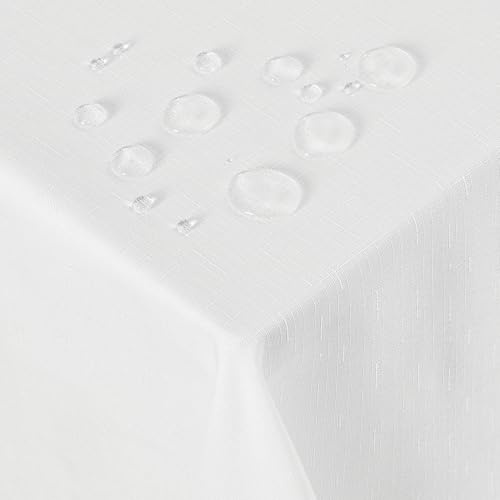 Deconovo Rektangulär vattentät linneduk för bord 140 x 240 cm vit