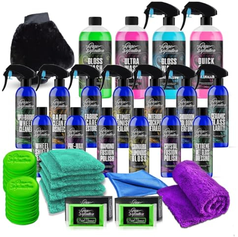 Car Detailing Kit Full Exterior Interior Vehicle Cleaning Washing Polish Wax Wheel Clay (Complete Detailing Kit)