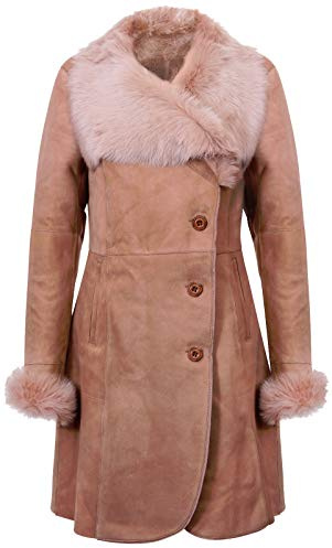 Infnity Leather Damen Warm Beige Merino Lammfellmantel Mit Toscana Kragen M