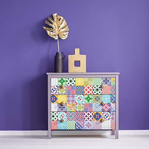 Ambiance Sticker Adesivi Murali per Mobili da Tavola, Adesivi Decorativi per Camere da Letto e Armadi Moticia - 24 Piastrelle Adesive 10 x 10 cm