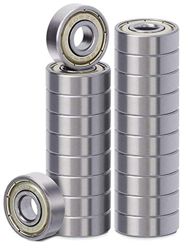 Voarge Rodamiento de Bolas 608, 20 Rodamiento de Bolas 608 ZZ Rodamientos metálicos de Bolas de Doble blindaje, rodamientos rígidos a Bolas, para Patines en línea