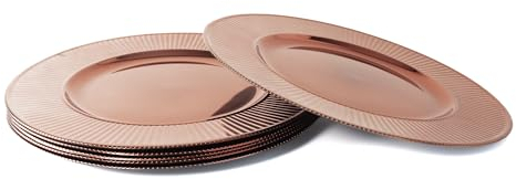 Cheerful Bargains Lot de 6 assiettes de présentation en plastique rose ondulé de 33 cm | Service de table décoratif de Noël | Assiettes réutilisables pour les fêtes | Vaisselle élégante pour la maison