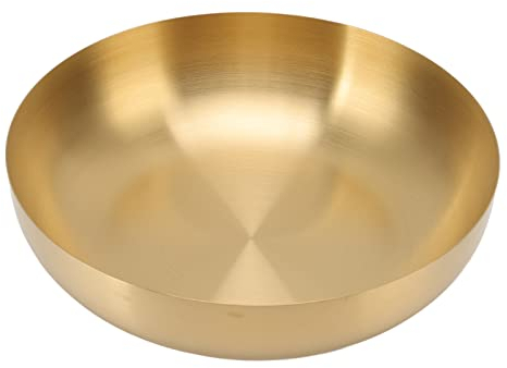 Bol de Acero Inoxidable 2L para Ensaladas, Sopas, Frutas y Alimentos Cocinados | Cuenco para Mezclar y Servir con Diseño Dorado | Metal Resistente y Fácil de Limpiar | Uso en Cocina, Restaurantes