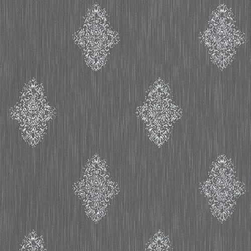 Barock tapet Profhome 319464-GU textiltapet lätt strukturerad med ornament matt blå silver 5,33 m2