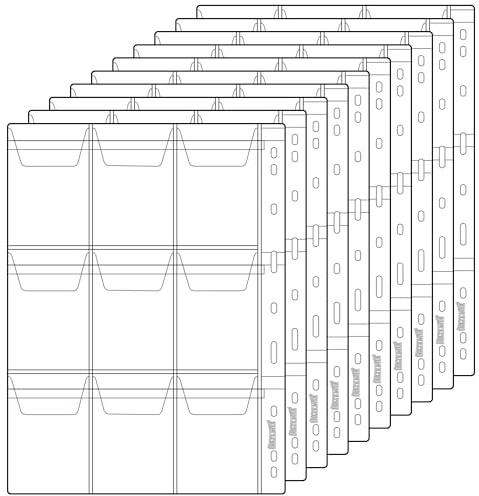 Coin Pocket Pages - Standard 9-Hole Coin Pocket Inserts Collecting Sleeves for Coins 10 Sheets CS03 Series (9 Pocket(65mm X 93mm Each Pocket), 10 Sheets)