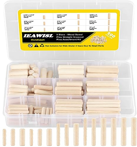 200 pièces Chevilles en bois, Goujon en bois de hêtre massiv 6mm 8mm 10mm Chevilles en bois fabriqués en bois Fraiseuse, rainurage, bricolage, menuiserie