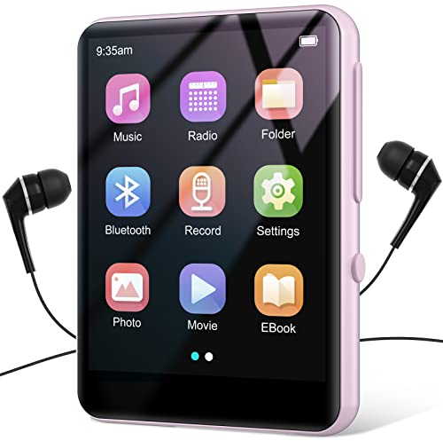 64GB MP3 Player with Bluetooth 5.3, HiFi Lossless Sound Music Player with 2.4 Inch Full Touchscreen, Built-in HD Speaker, FM Radio, Voice Recorder, E-Book, Earphones Included, Support up to 128GB