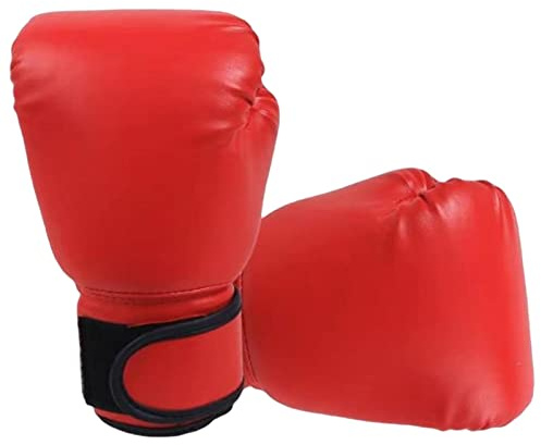 JISADER Gants de Boxe en Cuir PU pour Entraînement Professionnel, Rouge Adulte