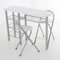 DUPI Conjunto Mesa de Cocina Bar | Estructura Metálica | Tabla de Madera | 4 Estantes | 2 Taburetes Plegables | Ideal para Cocina Pequeña, 120 x 40 x 87 cm (Blanco)