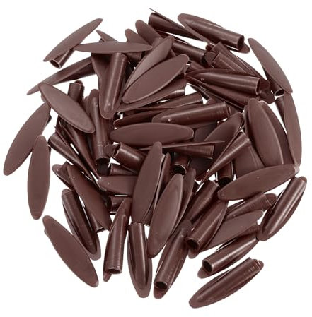 sourcing map 50Stk Kunststoff Taschen Loch Dübel 9mm Schräges Loch Kappen für Tasche Loch Lehre Holz Bearbeitung Werkzeug Zubehör Dunkel Braun