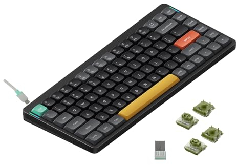 Nuphy Air75 v2 QMK/VIA Mechanical Keyboard, 75% Low Profile Wireless Keyboard, Bluetooth 5.1, 2.4GHz and Wired Connection, Compatible with Windows and Mac OS - Basalt Black Switch Moss
