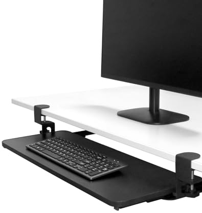 QWORK® Supporto Tastiera pc, Vassoio per Tastiera sotto la scrivania Scorrevole, con Morsetto a C, Peso del Cuscinetto 20 kg