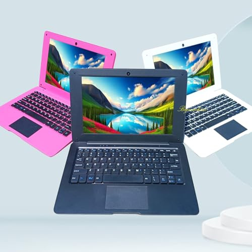Laptop Computer Mini 10 Inch Quad Core Powered by Android 12 Netbook 64GB Small Computer with WiFi Webcam Bluetooth,Charger Mouse Included,Suitable for Children and Students, 4 Color Options (Black)