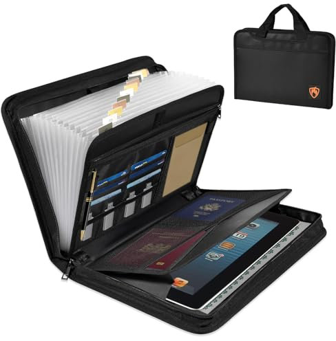 Bolsa de documentos Caja fuerte ignífuga resistente al agua, caja de documentos ignífuga, bolsa de dinero para documentos, bolsa de almacenamiento con cremallera, 36 x 26 x 5 cm