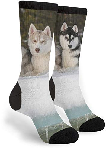 ODHHGDF Women Men Hiking Socks Sled Dog Siberian Husky Alaskan Malamute Walking Socks Super Soft Cool Crazy Socks Breathable Crew Socks For Outdoor Climbing Trekking