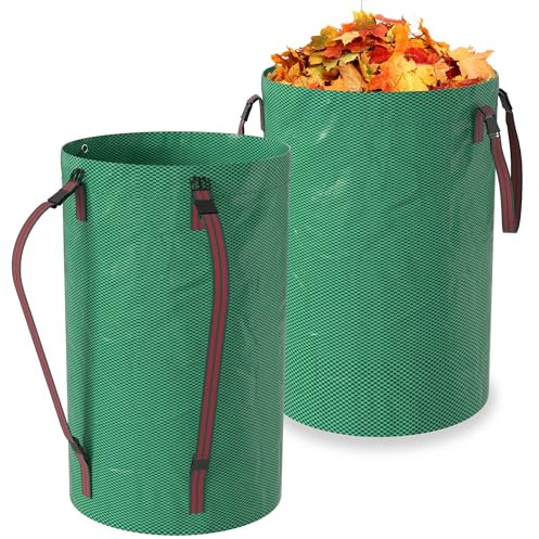 SUBTLETY 120 Liter Gartenabfallsäcke Set Laubsack aus 150g/㎡ Polypropylen-Gewebe Tragbare Gartensäcke mit Griffen wasserdichte Grünschnittsäcke für Gartenabfall, Pflanzen, Streugut, Heu (2 Stück)