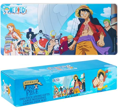 One Piece Tappetino Scrivania, Grande 80x35 cm Gioco Tappeto Mouse, Antiscivolo con Design Manga, Accessori Scrivania per Casa Ufficio Arredamento (Multi One Piece)