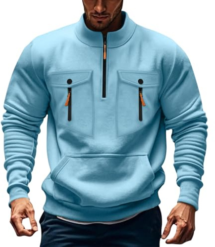 TOFOTL Maglione Scollo a V Cappuccio Sportiva Vintage Maglia Lana Tennis Fit Felpe in Pile Uomo Invernali Sportive Vestiti Caldo a Head Felpa Felpa Neoprene Uomo G-Azzurro Chiaro M