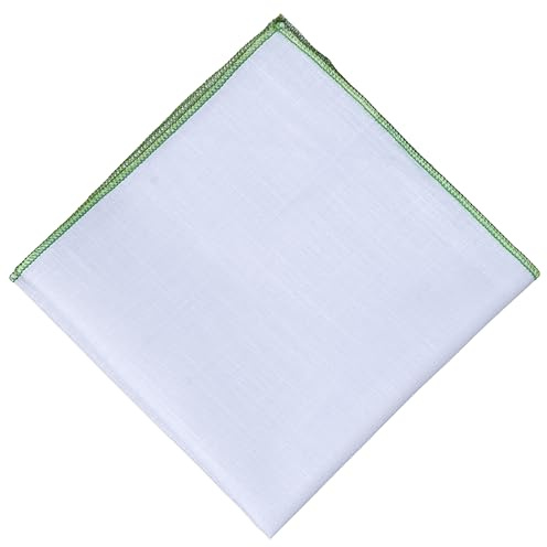 Hell Blues Solid White Linen Pocket square with Colored embroidery edges Mens Handkerchief 28cm x 28cm