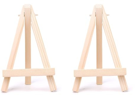 2Pcs Mini Easels Display,Wooden Small Easel Stand(8x15cm),Tabletop Easel Stand for Painting,Wood Display Stands,Desktop Holder Stand for Painting Arts Craft Canvas Photo Frame