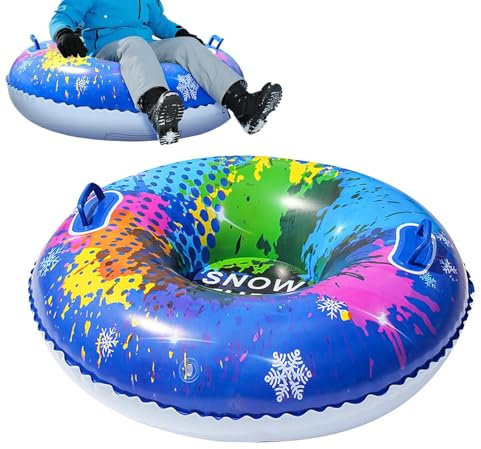 Inflatable Snow Tube, Thickened Inflatables Snows Sled Tube Sledges, Heavy Duty Inflatable Snow Sledge, SnowTubes Sledding Toy, Portable Inflatables Snows Sled with Handles, for Kids Adults