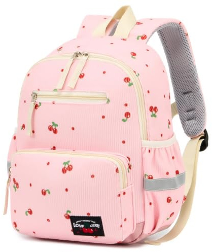PROTAURI Sac à Dos Enfant Maternelle Fille 4-7 Ans 9.2L, Rose Cerise | sangle poitrine réfléchissant léger respirant ergonomique DIN A4 fond lavable Velours Vintage