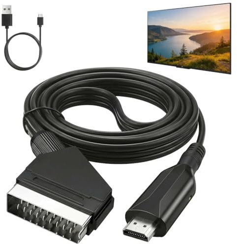 Ignara SCART to HDMI Converter with USB Cable SCART Input to HDMI Output | Lead HD 720p/1080p Plug and Play Converter Connection for HDTV Monitor Projector STB VHS Xbox PS3 Sky Blu-Ray DVD Player