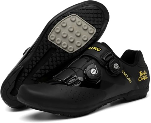 TvzsiY Scarpe da Ciclismo Uomo Donna con Suola in Gomma Scarpe da Bicicletta Strada Antiscivolo, Scarpe da Mountain Bike Flat Traspiranti,Nero,45 EU