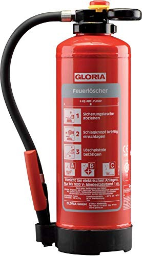 Gloria P6PRO – Auflade-Pulver Feuerlöscher (ABC) mit Wandhalter; einsetzbar an elektrischen Anlagen; frostsicher; EN3, 6 kg; 10 LE 801941.0000